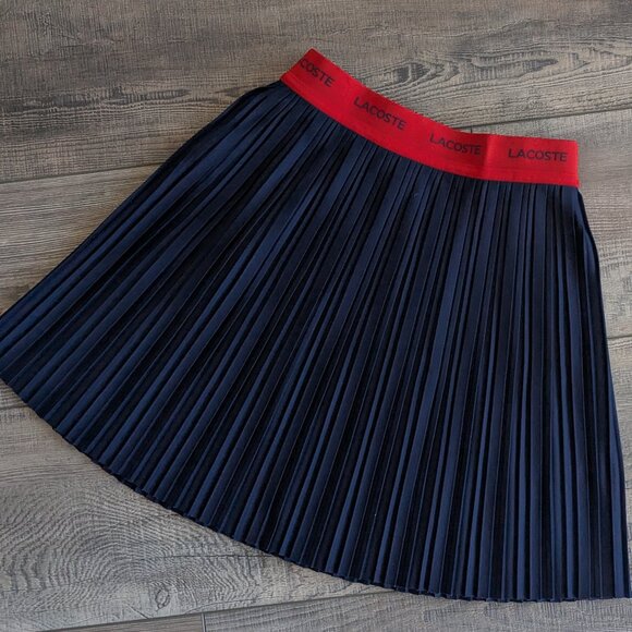 Lacoste Kids Pleated Skirt Elastic Waist Tennis Preppy Classic Navy Red 6 - Picture 5 of 6